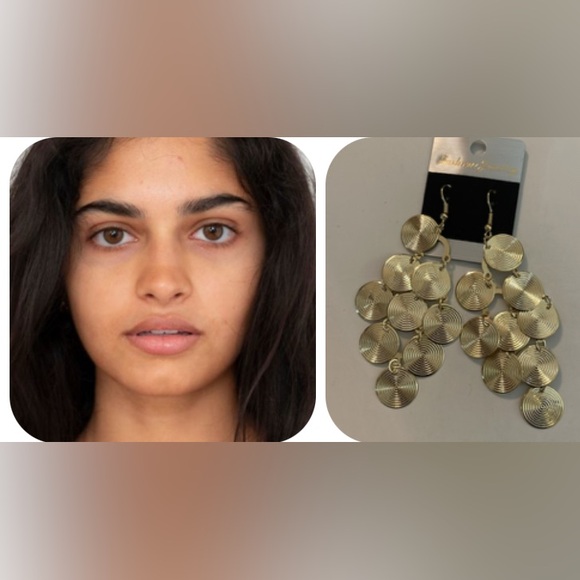 Gold Spiral Dangle Earrings - Picture 3 of 8